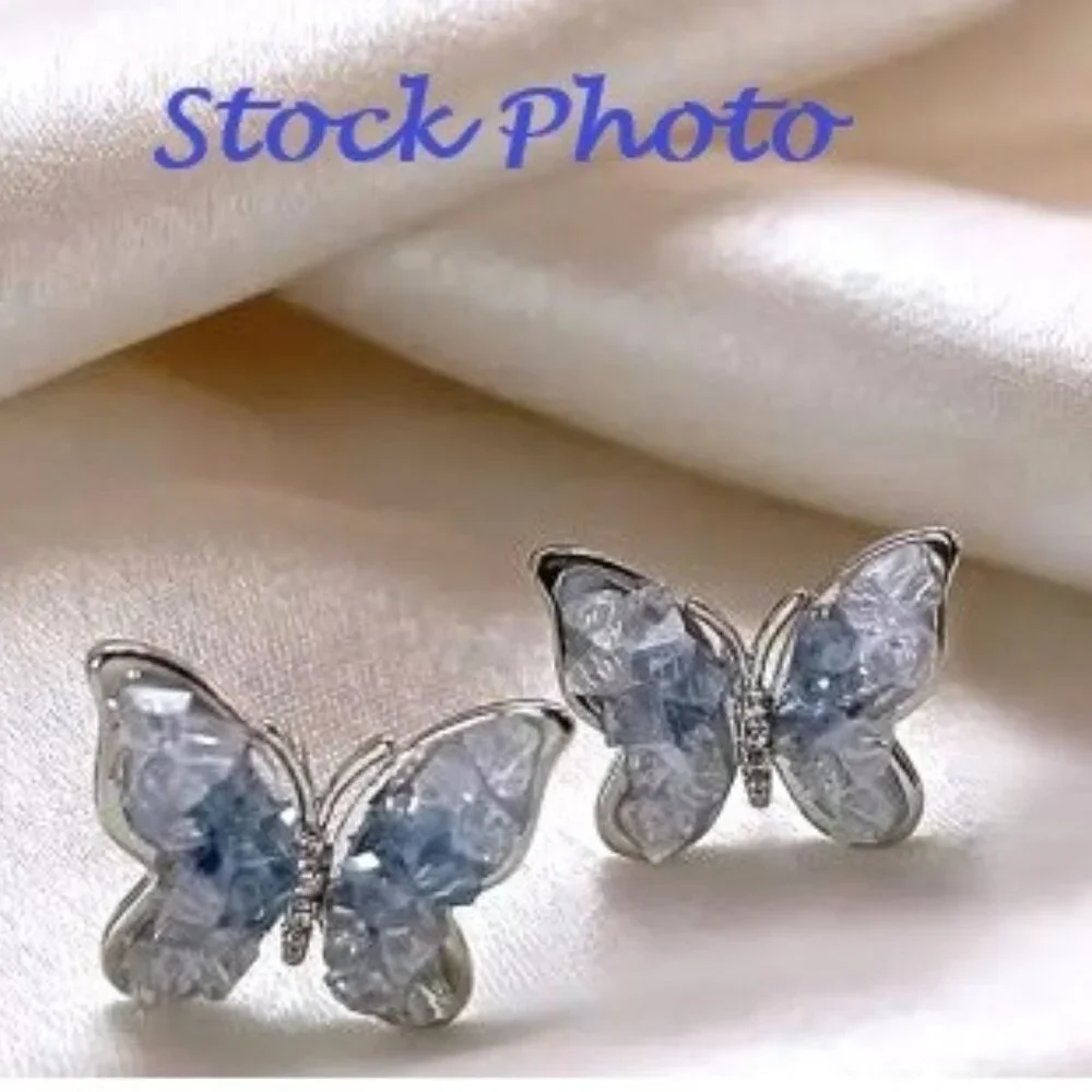 🦋SZF Blue Fashion Jewelry Butterfly Studs - Picture 5 of 5